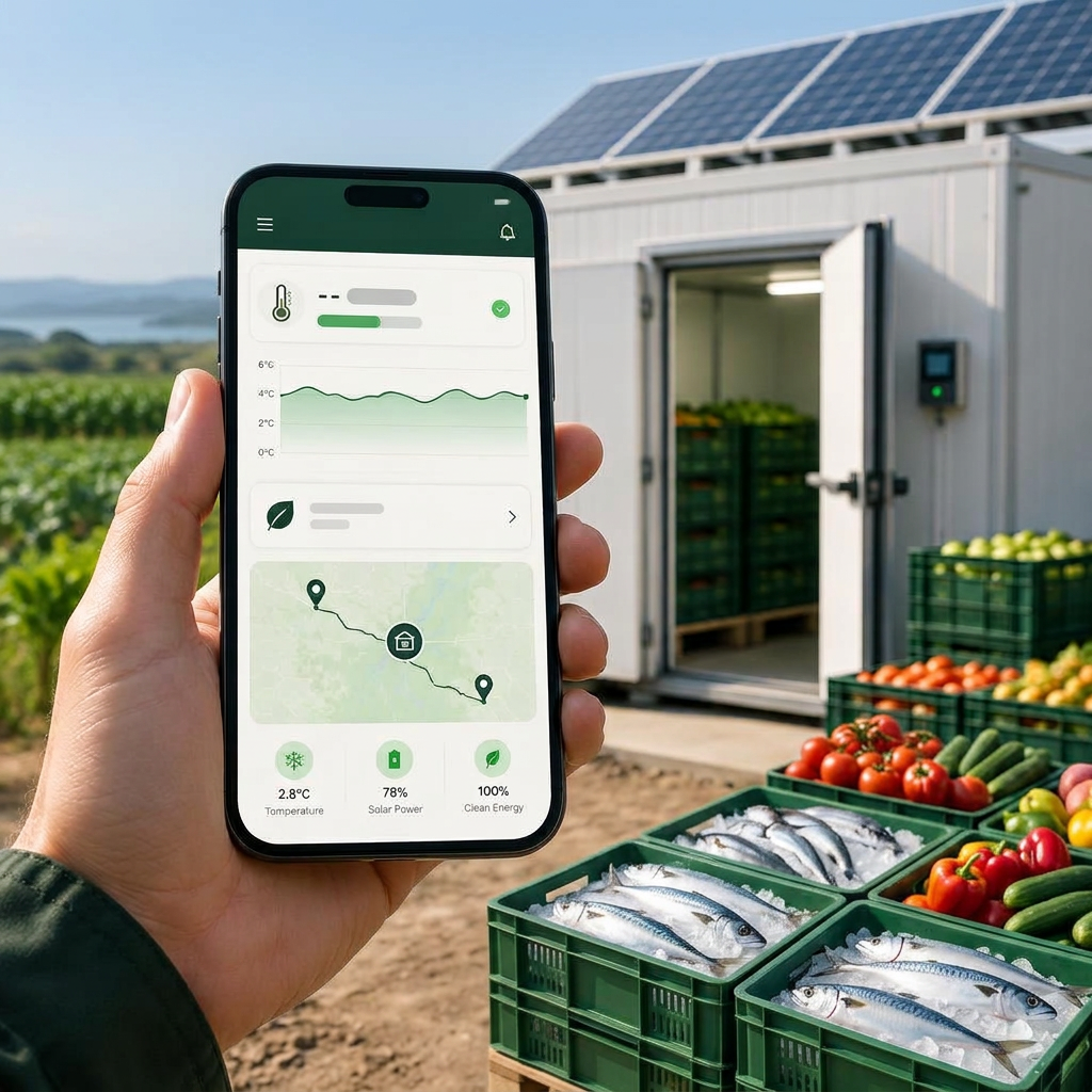 Digital temperature monitoring beside a solar cold room